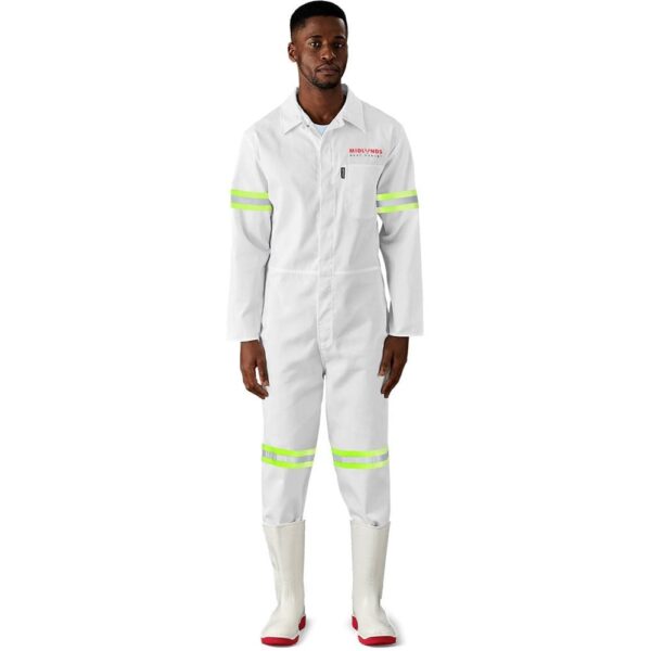 Safety Polycotton Boiler Suit - Reflective Arms & Legs - Yellow Tape - Image 2