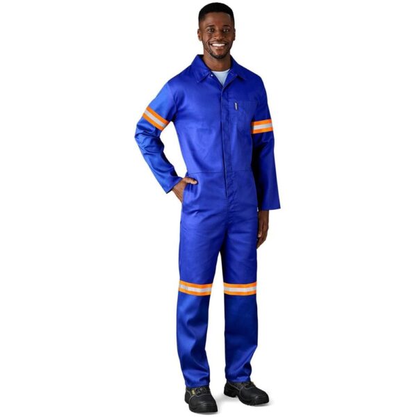 Safety Polycotton Boiler Suit - Reflective Arms & Legs - Orange Tape - Image 3