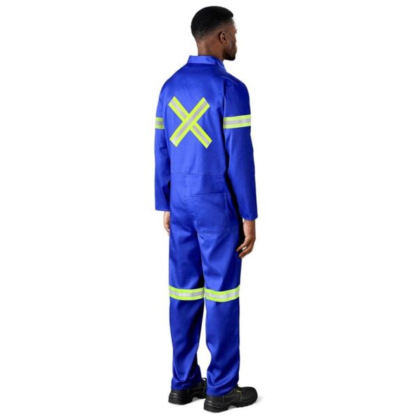 Safety Polycotton Boiler Suit - Reflective Arms Legs & Back - Yellow Tape - Image 2