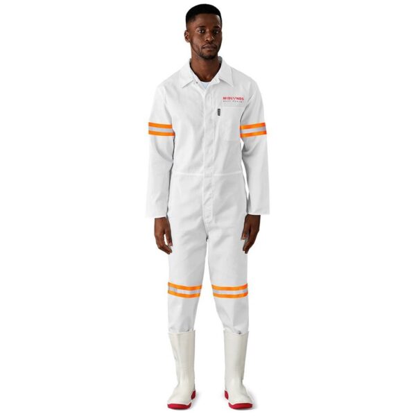 Safety Polycotton Boiler Suit - Reflective Arms Legs & Back - Orange Tape - Image 3