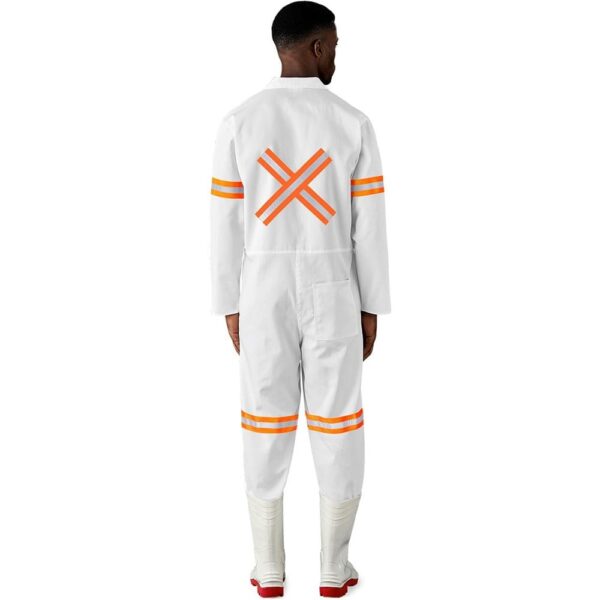 Safety Polycotton Boiler Suit - Reflective Arms Legs & Back - Orange Tape - Image 2