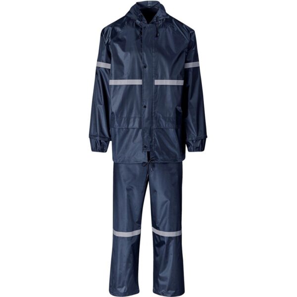 Outdoor Hi-Viz Reflective Polyester/PVC Rainsuit - Navy - Image 2