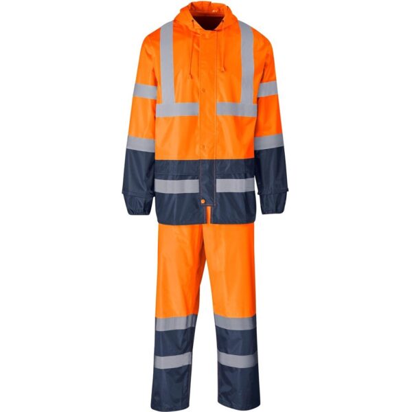 Torrent Two-Tone Hi-Viz Ref Polyester/PVC Rainsuit - Orange - Image 2