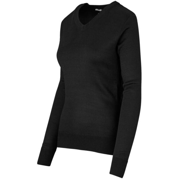 Ladies Long Sleeve Peru V-Neck Jersey - Black - Image 4