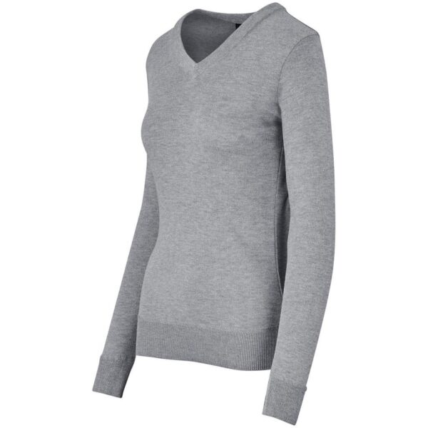 Ladies Long Sleeve Peru V-Neck Jersey - Grey - Image 3