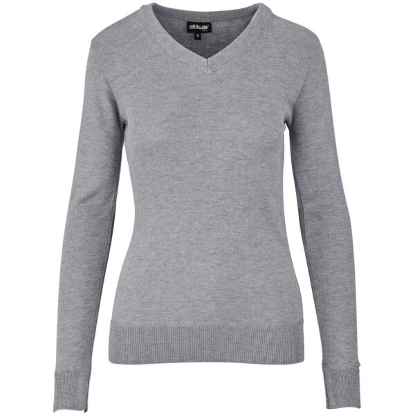 Ladies Long Sleeve Peru V-Neck Jersey - Grey - Image 2