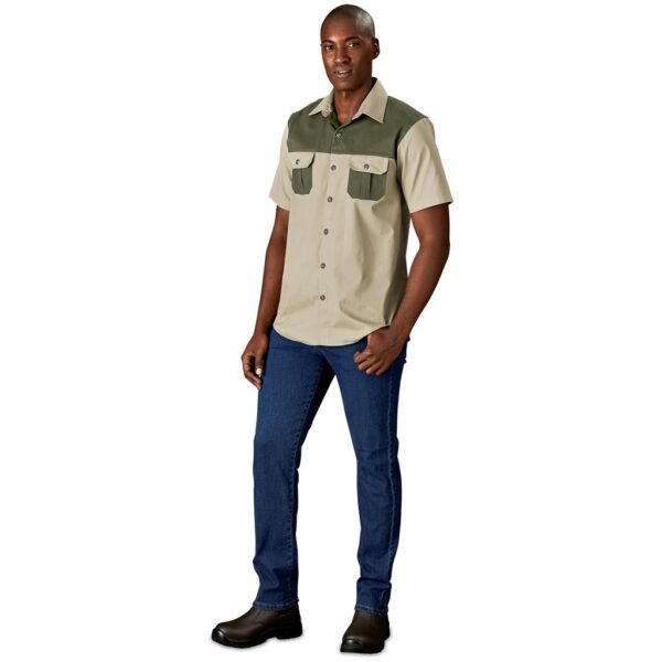 Mens Short Sleeve Serengeti 2-Tone Bush Shirt - Image 3