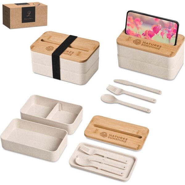 Okiyo Dura Wheat Straw & Bamboo Lunch Box Set - Image 2