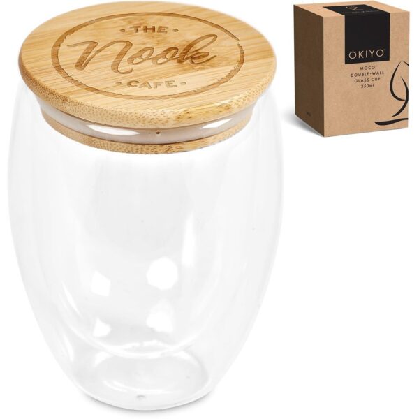 Okiyo Moco Glass & Bamboo Double-Wall Cup - 350ml - Image 5