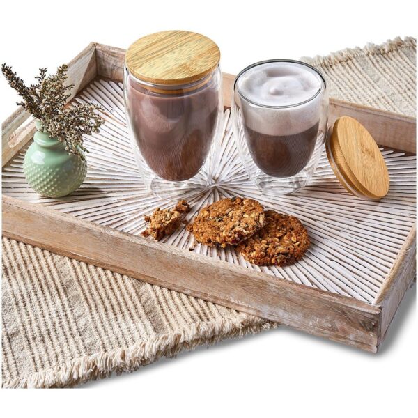 Okiyo Moco Glass & Bamboo Double-Wall Cup - 350ml - Image 4