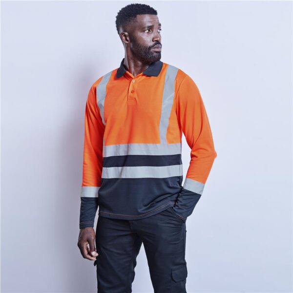 Long Sleeve Surveyor Two-Tone Hi-Viz Golf Shirt - Image 5