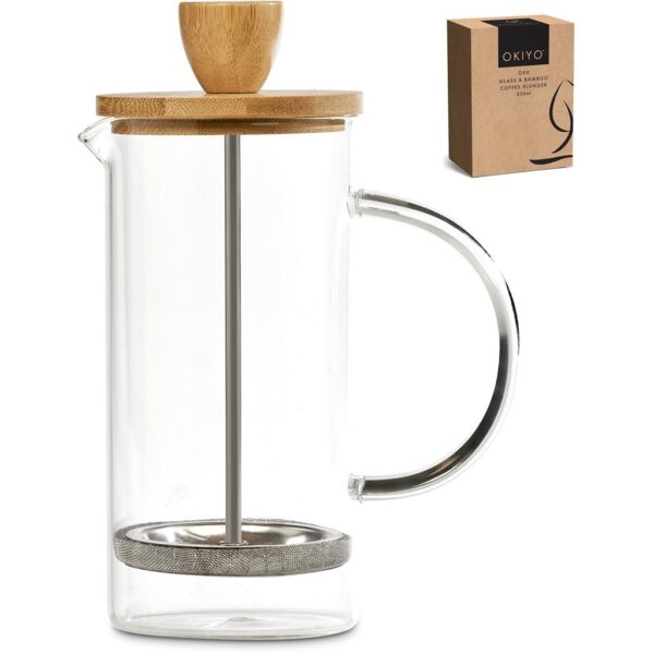 Okiyo Osu Glass & Bamboo Coffee Plunger - 350ml - Image 5