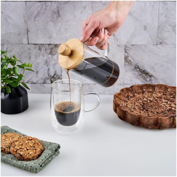Okiyo Osu Glass & Bamboo Coffee Plunger - 350ml - Image 7