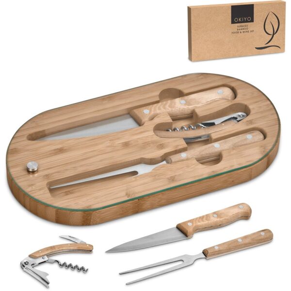 Okiyo Suraisu Bamboo Food & Wine Set - Image 4