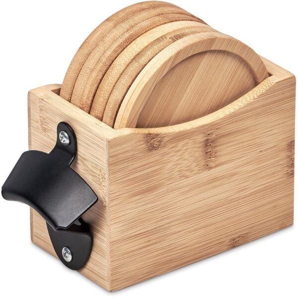 Okiyo Kanpai Bamboo Coaster & Bottle Opener Set - Image 6