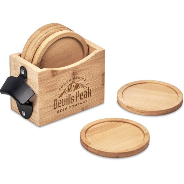 Okiyo Kanpai Bamboo Coaster & Bottle Opener Set - Image 4
