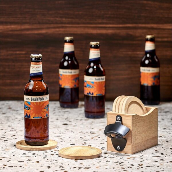 Okiyo Kanpai Bamboo Coaster & Bottle Opener Set - Image 5