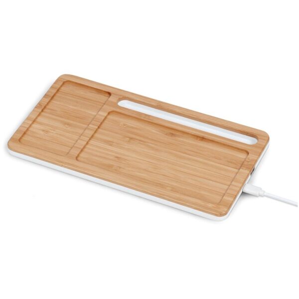 Okiyo Musen Bamboo Wireless Charger Desk Organiser - Image 4