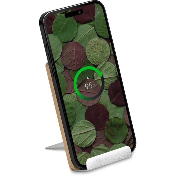 Okiyo Hakka Bamboo & Recycled Aluminium Wireless Charging Phone Stand - Image 7