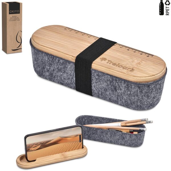 Okiyo Byoga Recycled PET Felt & Bamboo Stationery Case - Image 2