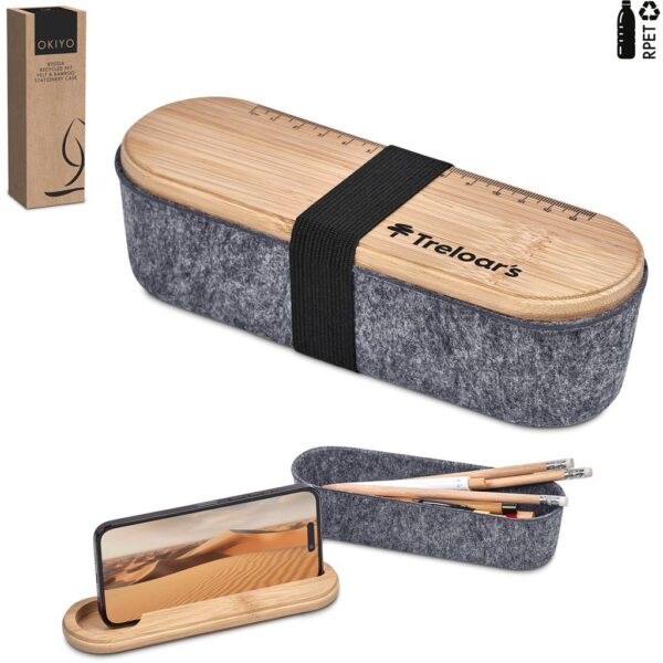 Okiyo Byoga Recycled PET Felt & Bamboo Stationery Case - Image 3
