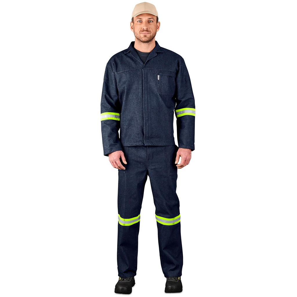 Vintage 100% Cotton Denim Conti Suit - Reflective Arms, Legs & Back - Yellow Tape - Image 5