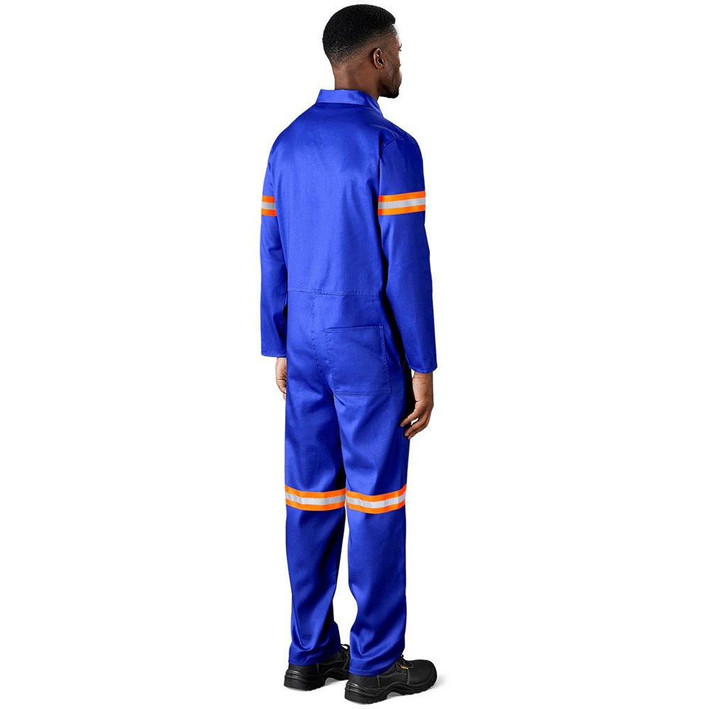 Safety Polycotton Boiler Suit - Reflective Arms & Legs - Orange Tape - Image 2