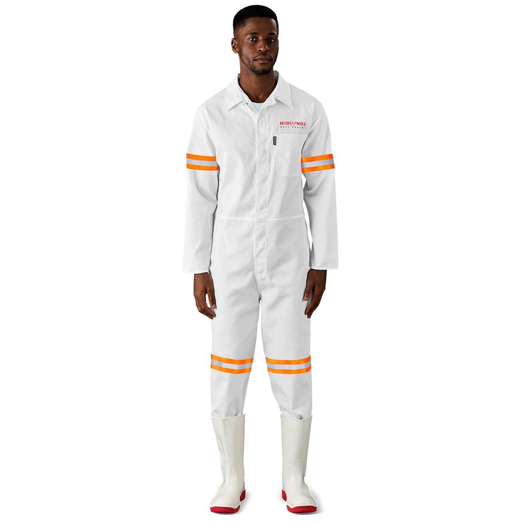 Safety Polycotton Boiler Suit - Reflective Arms & Legs - Orange Tape - Image 3