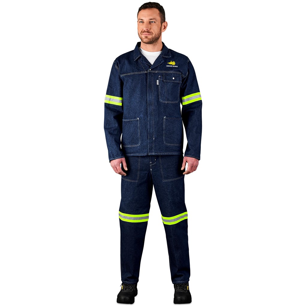 Cast Premium 100% Cotton Denim Pants - Reflective Legs - Yellow Tape - Image 3