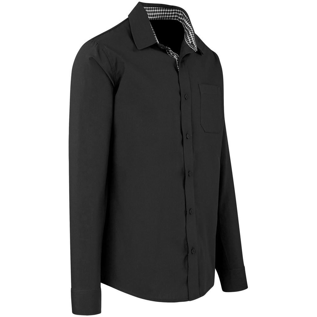 Mens Long Sleeve Warrington Shirt - Black - Image 2