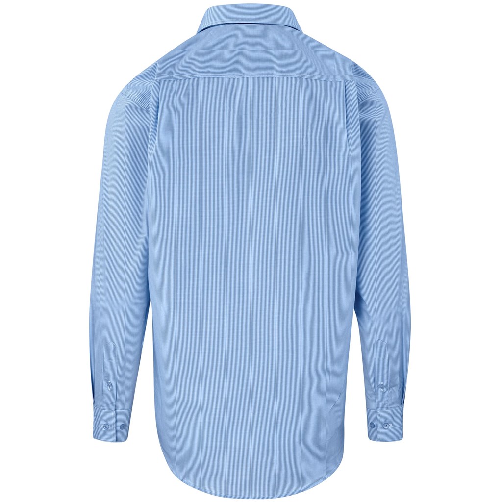 Mens Long Sleeve Micro Check Shirt - Light Blue - Image 2