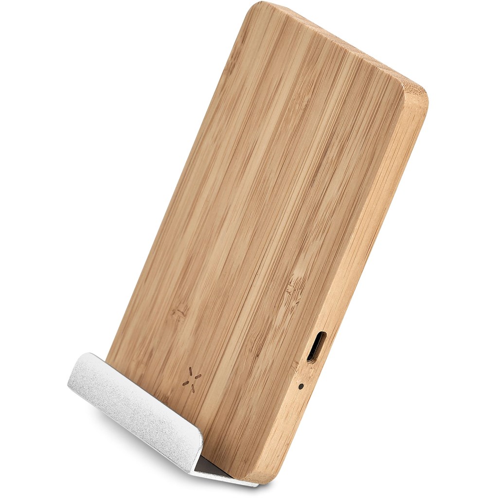Okiyo Hakka Bamboo & Recycled Aluminium Wireless Charging Phone Stand - Image 7