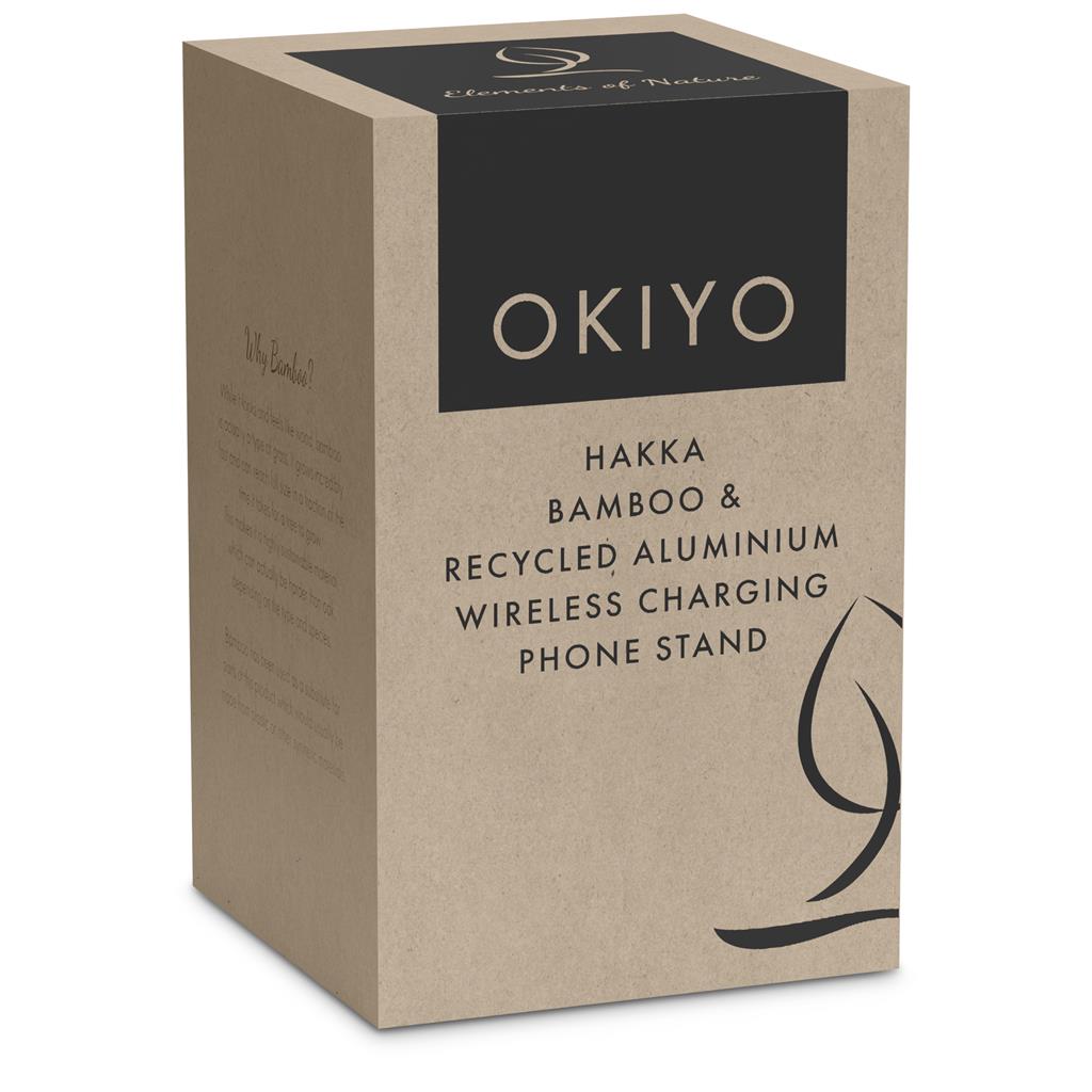 Okiyo Hakka Bamboo & Recycled Aluminium Wireless Charging Phone Stand - Image 11